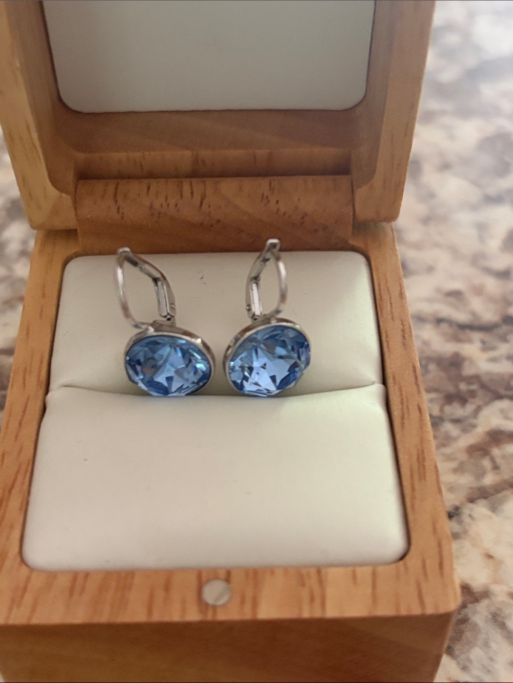 Swarovski Baby mini Bella Earrings with Blue crystal. - Picture 2 of 5
